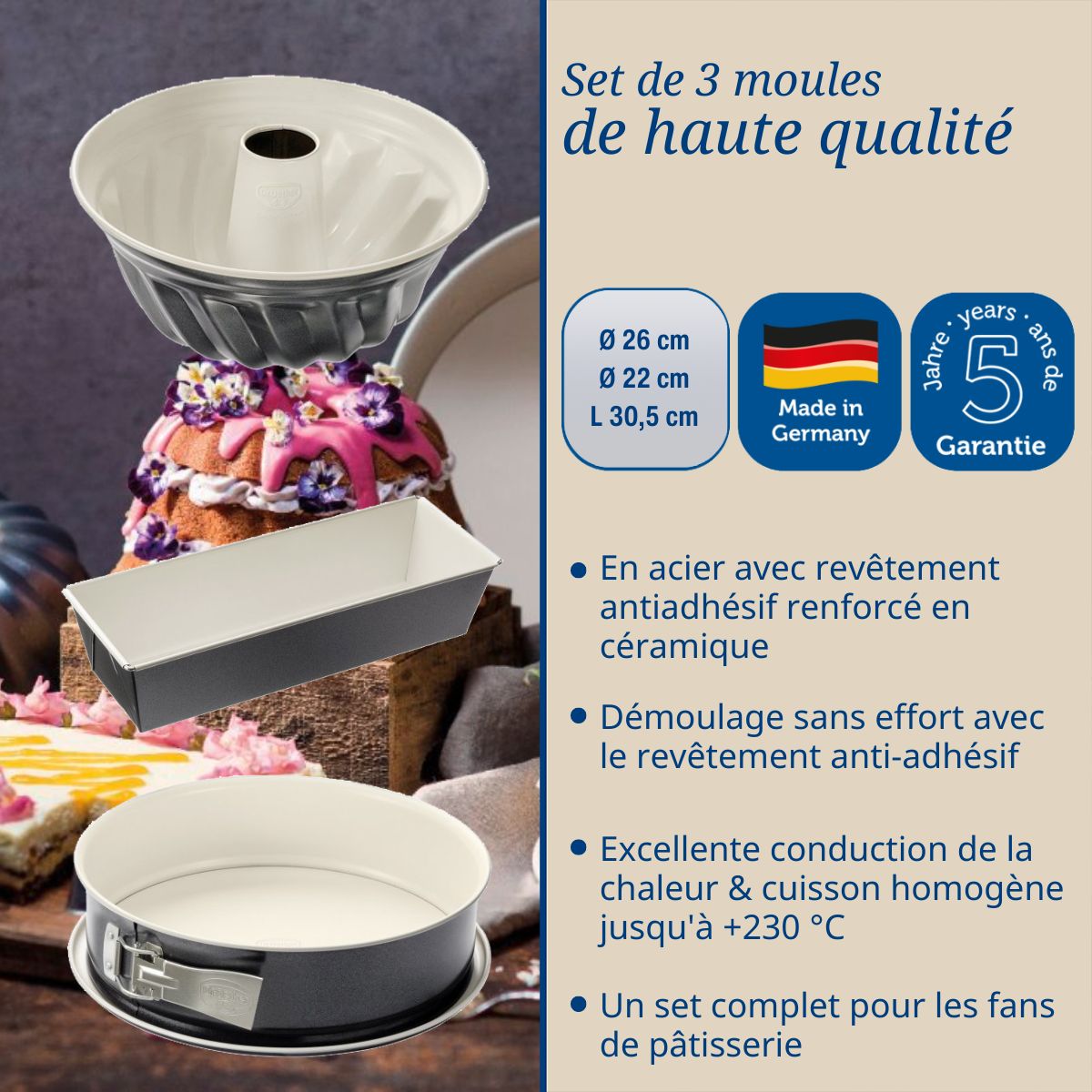 Ensemble de 2 Sets de 3 Moules à pâtisserie Dr Oetker Back-Trend Dr. Oetker - Mathon - 3