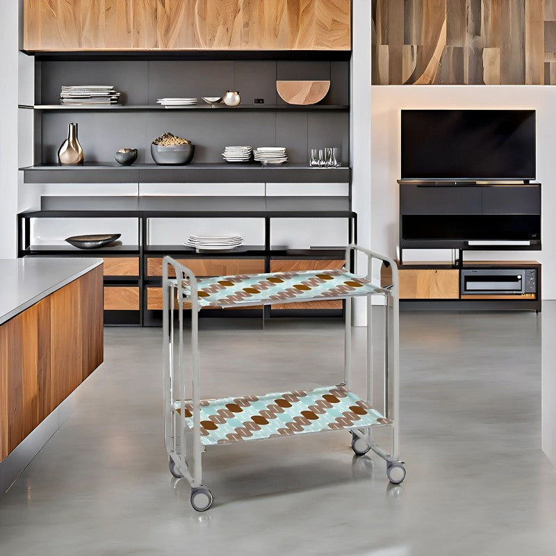 Desserte pliante 2 niveaux avec roulettes – structure gris aluminium, bauhaus Don Hierro - Mathon - 3