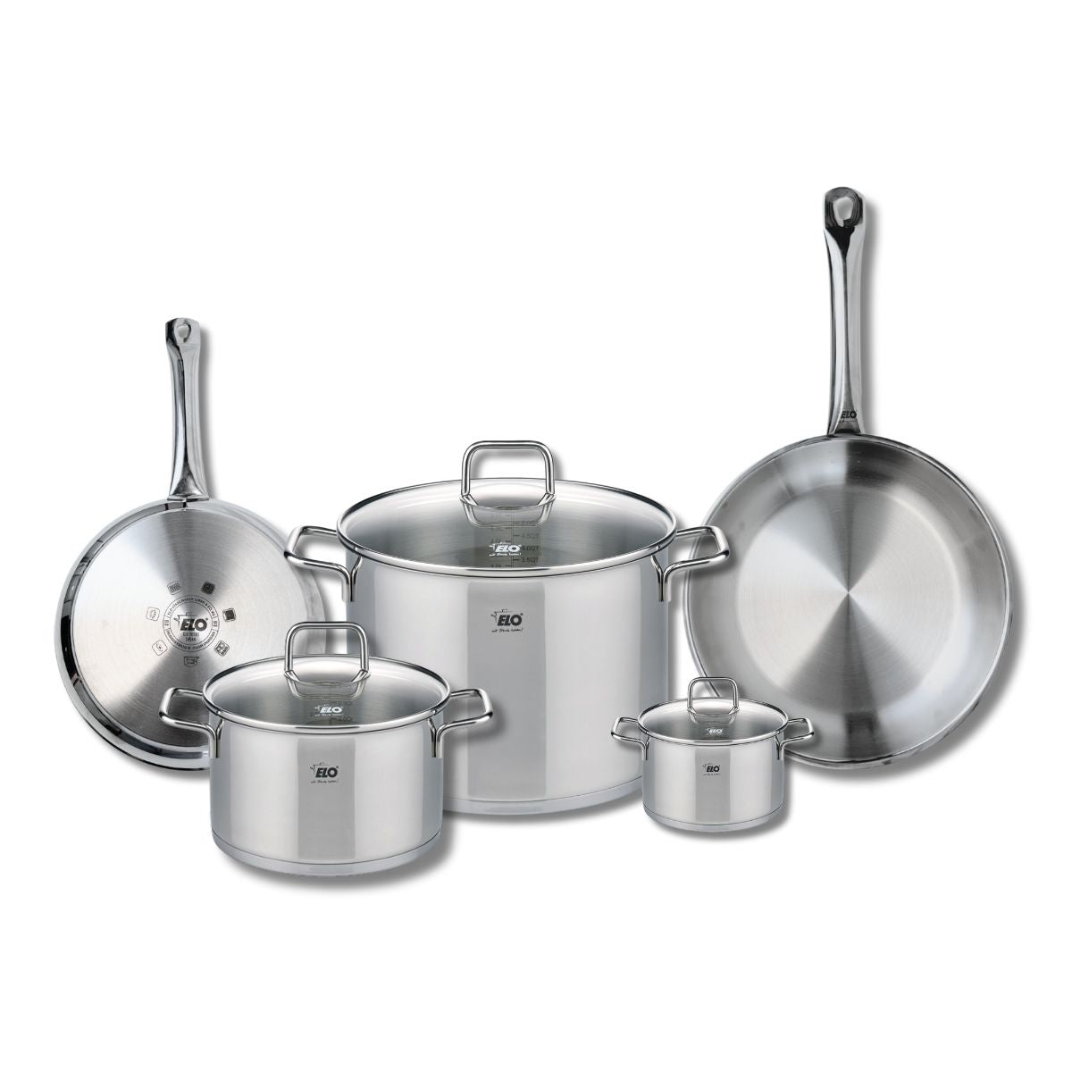 Ensemble de 2 Poêles de cuisson 24 et 28 cm et 3 faitouts 12, 20 et 26 cm  Profi Citrin Elo - Mathon - 1