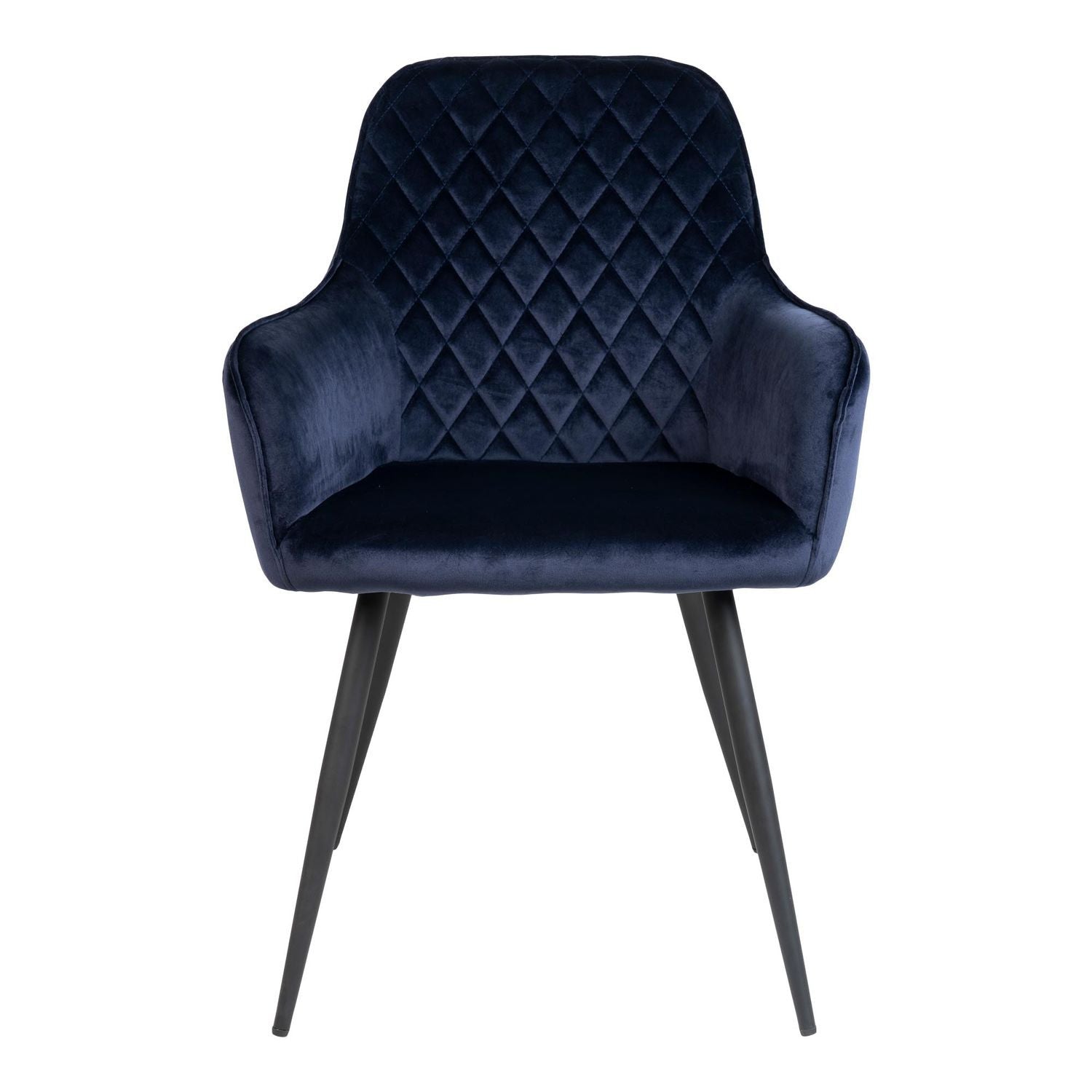 Chaise de salle à manger à accoudoirs en velours bleu avec pieds noirs House Nordic - Mathon