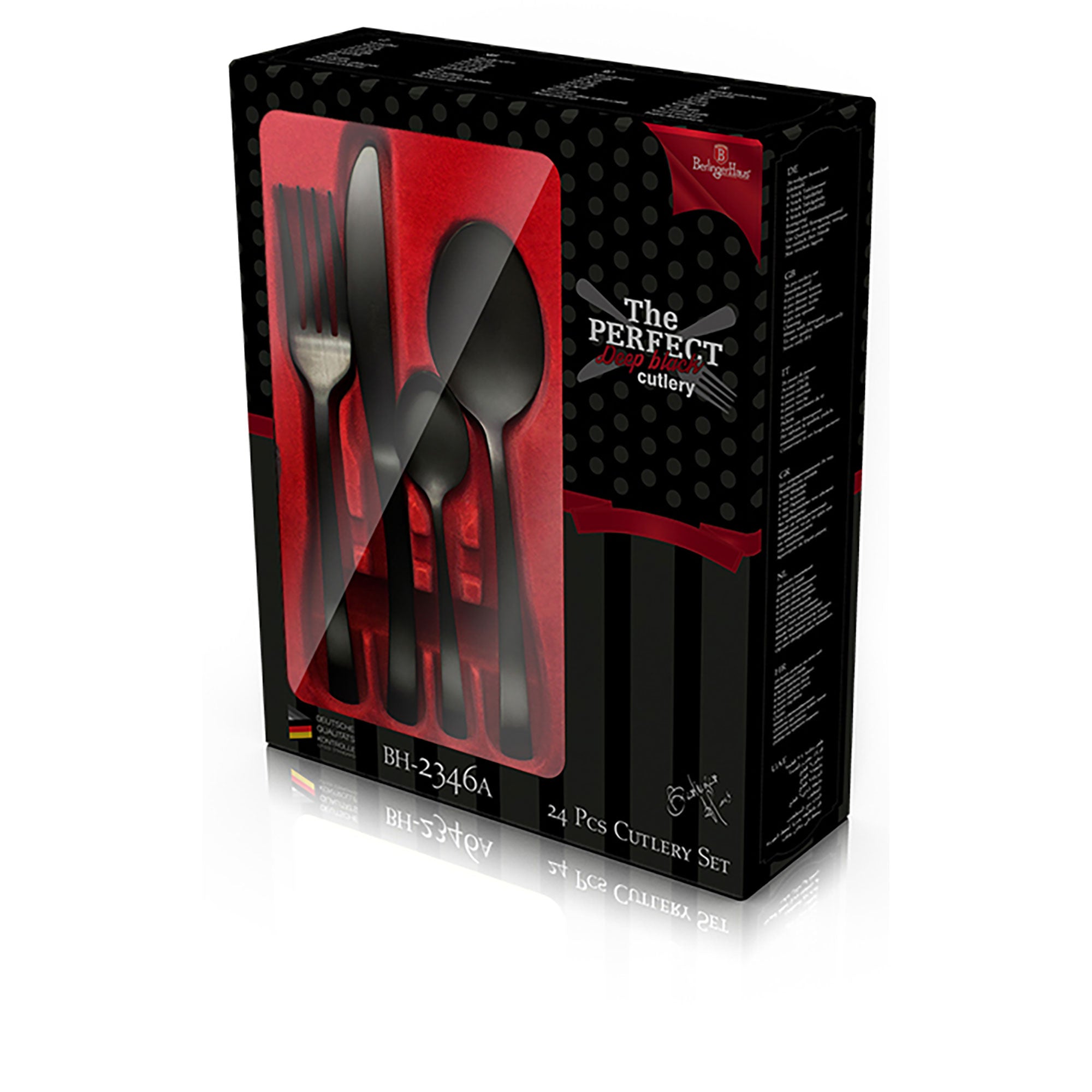 Ménagère Noir 24-Piece Acier Inox. Finition Polie, Set de Couverts 6 Personnes  Noir Deep Black - Mathon - 2