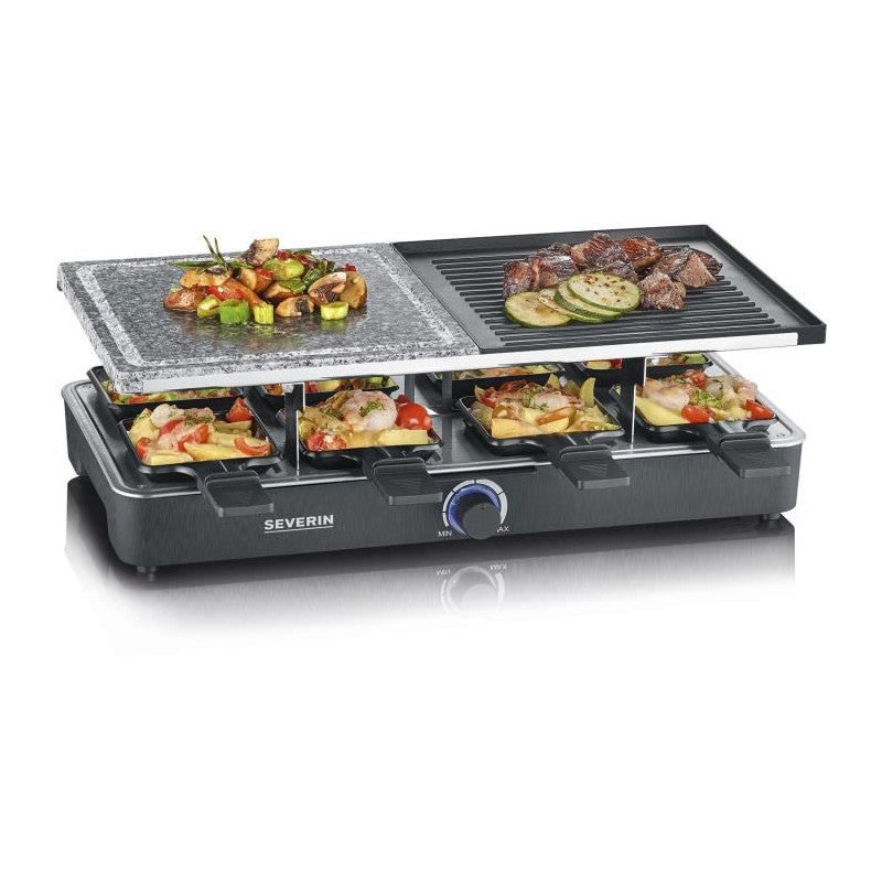 Raclette Gril   - Rg2376 - 8 Personnes - Pierre De Cuisson Naturelle Et Plaque Réversible Antiadhésive - Thermostat Rég Severin - Mathon - 1