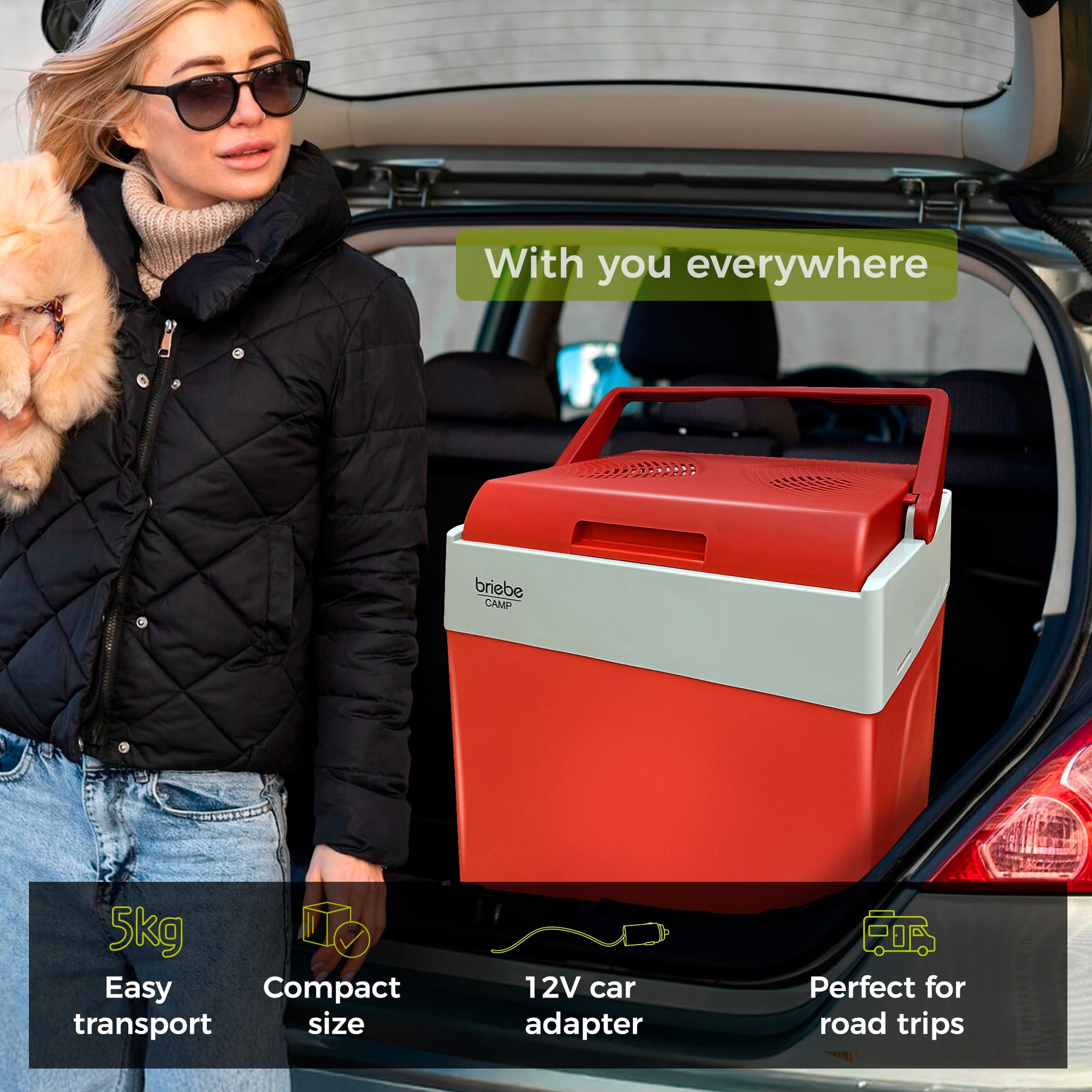 Glacière Électrique portable 28 Litres, 12V / 220 - 240V Voiture et Camping 55 Rouge CF1153RED - Mathon - 7