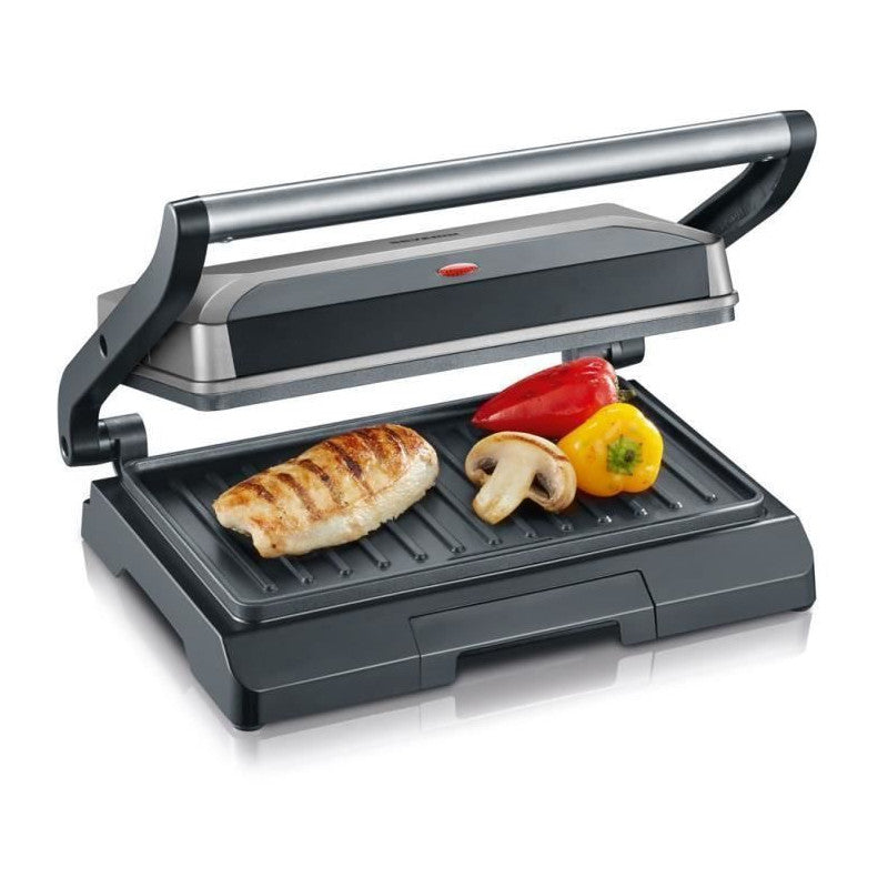 Kg2394 Gril Multifonction Compact : Viande - Paninis - Legumes - Plaques Anti-adhesives 23x14 -5 Cm - Recuperateur De Gr Severin - Mathon - 1