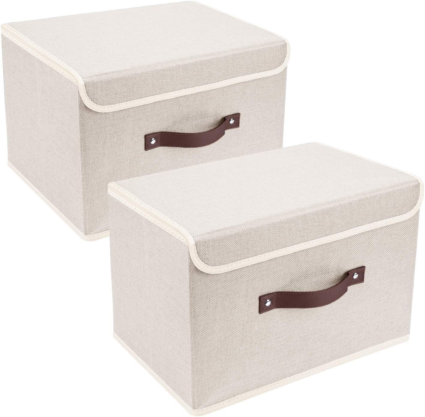 Set de 2 boîtes de rangement pliables beiges Vendos85 - Mathon