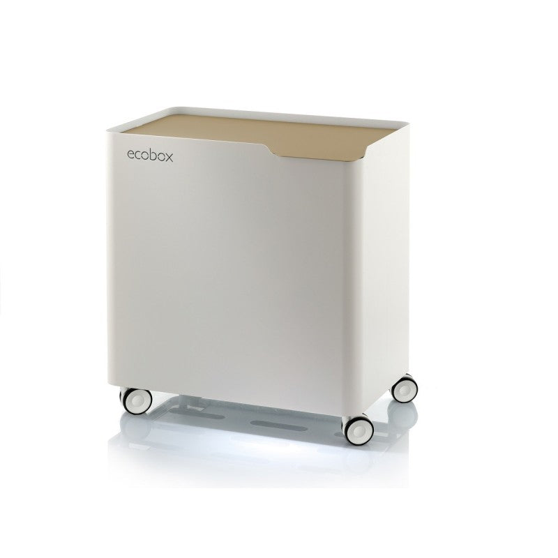 Poubelle design tri sélectif, fermeture douce, 60 litres, ECOBOX, Blanc-Sable Don Hierro - Mathon - 1