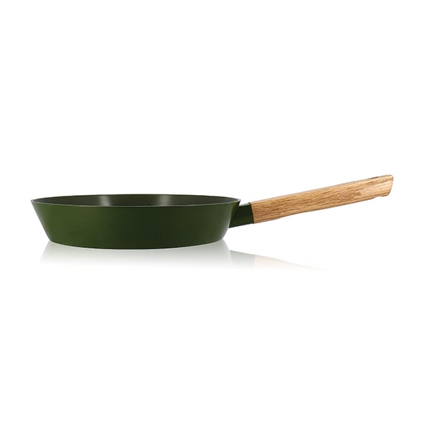 Poêle Ector induction aluminium revêtu manche en bois 28 cm vert Ogo - Mathon - 1