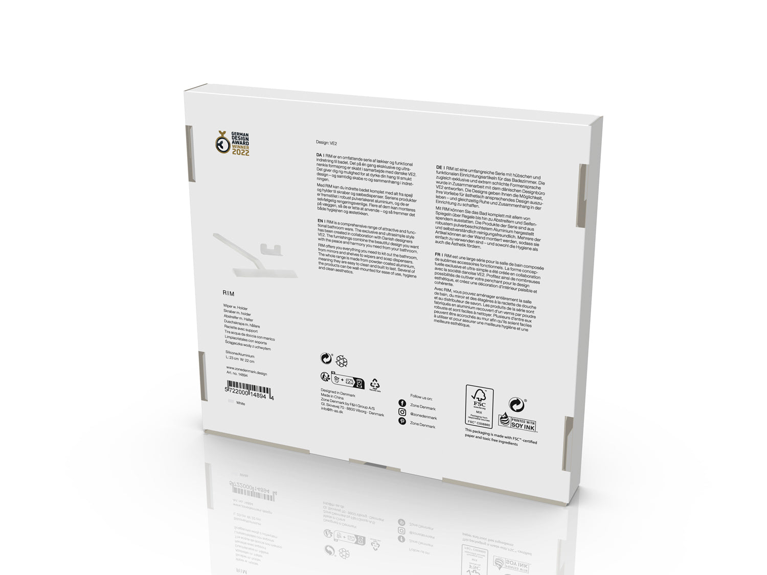 Raclette avec support RIM en silicone et métal Blanc Zone Denmark - Mathon - 4