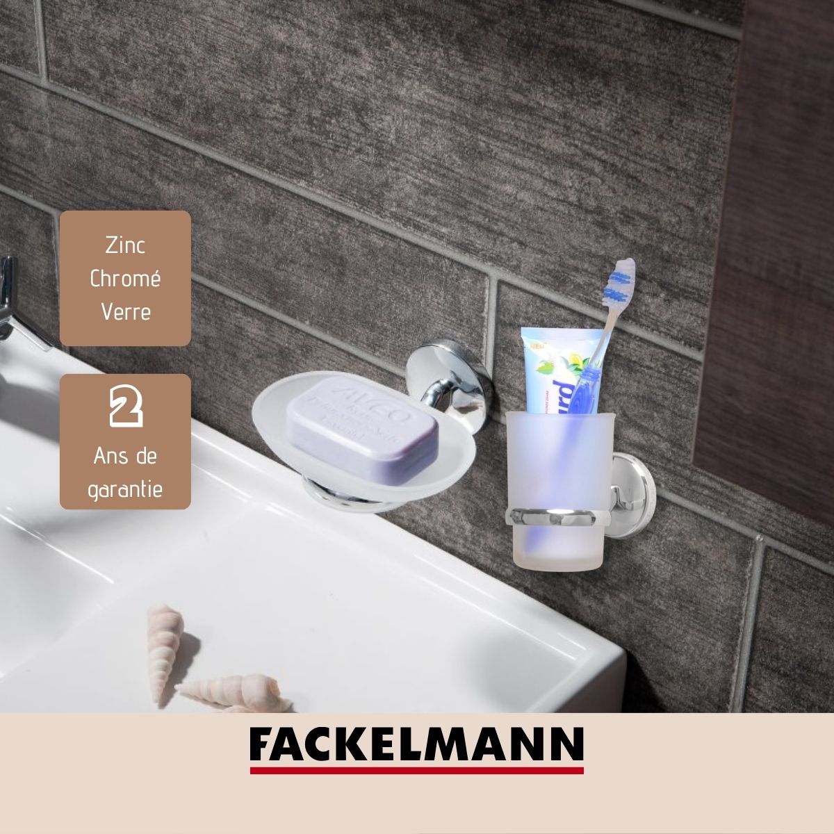 Porte brosse à dents en verre et chromé  Vision Fackelmann - Mathon - 4