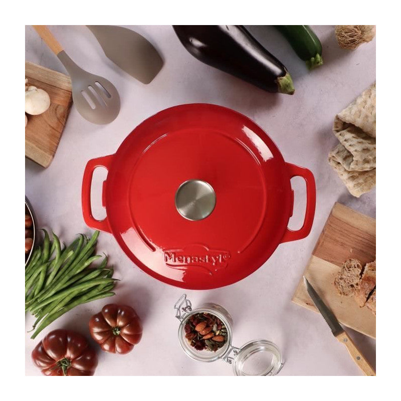 Cocotte - Menastyl - 6020105 - Ronde - En Fonte Acier émaillé - Rouge - 7 Litres Menastyl - Mathon - 3