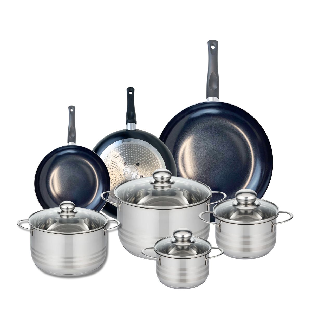 Ensemble de 3 Poêles de cuisson 20, 24 et 32 cm et 4 faitouts 12, 16, 20 et 24 cm  Prima Brillant Elo - Mathon - 8