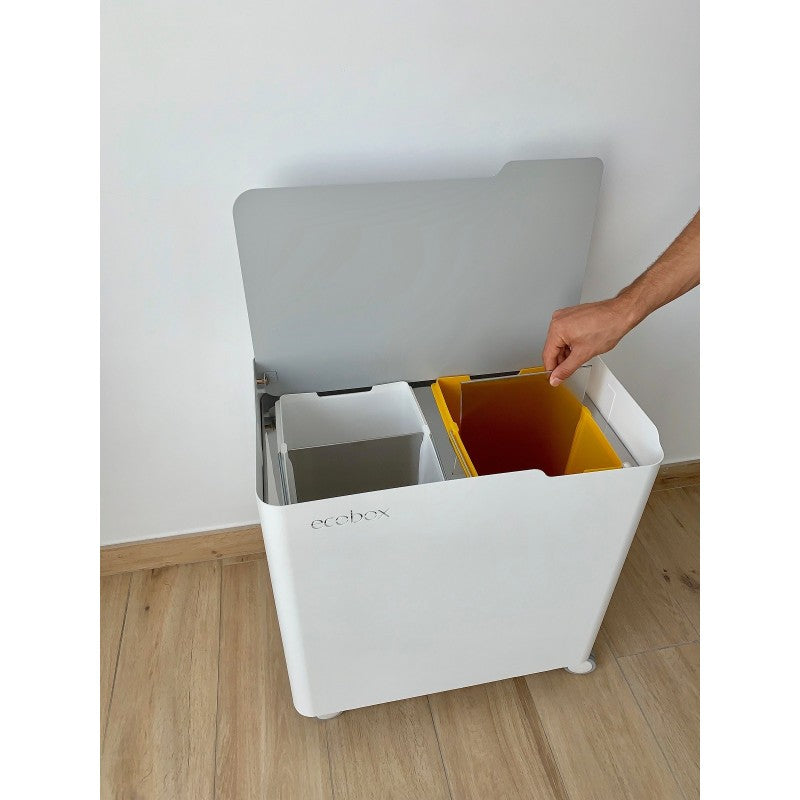 Poubelle pour tri sélectif modulable, fermeture douce, 40 litres, ecobox-top Don Hierro - Mathon - 4