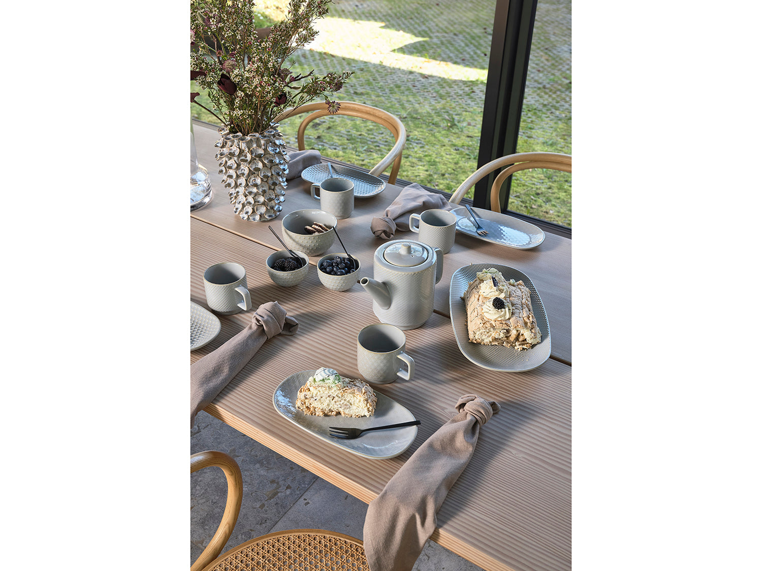 Plat de service ELSTRA en grès Bleu clair Villa Collection - Mathon - 4