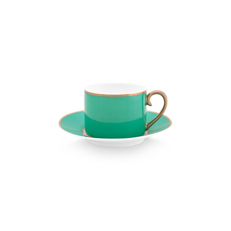 Paire tasse thé (1 tasse + 1 sous-tasse) Pip Chique Or-Vert - 220ml Pip Studio - Mathon