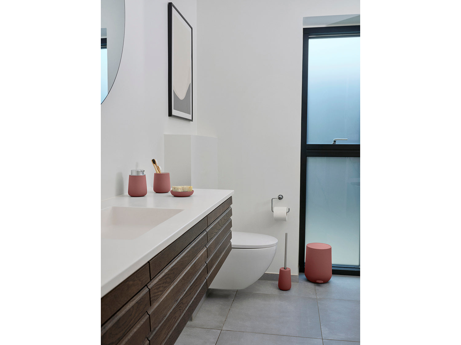 Gobelet pour brosse à dents NOVA en porcelaine et softtouch Peach Red Zone Denmark - Mathon - 6