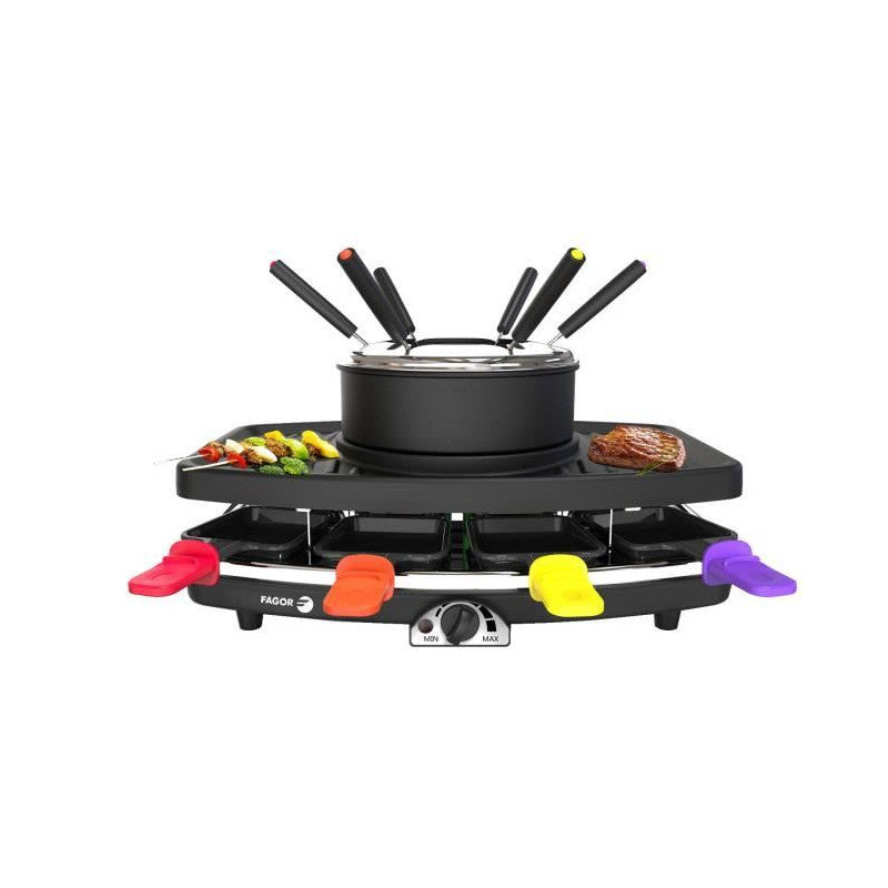 Appareil 3 En 1 -   - Fg816 - 1100w - 8 Poelons - 6 Pics A Fondue - Thermostat Réglable Fagor - Mathon - 2