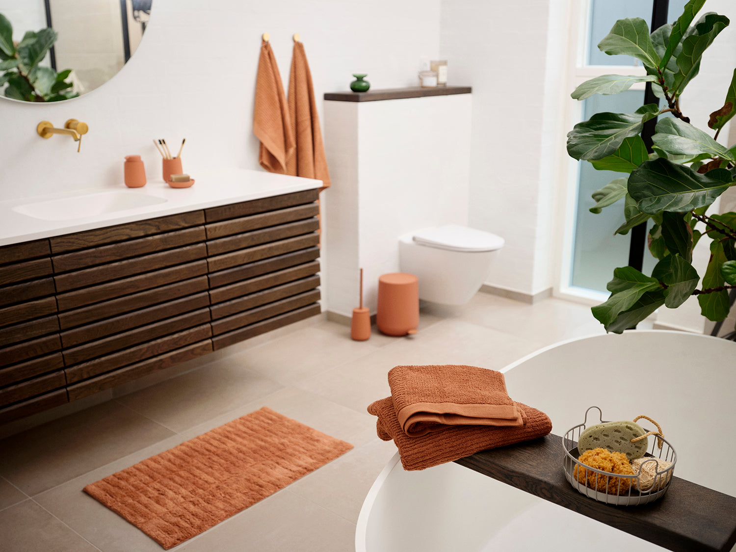 Tapis de bain TILES en coton Mandarine Zone Denmark - Mathon - 6