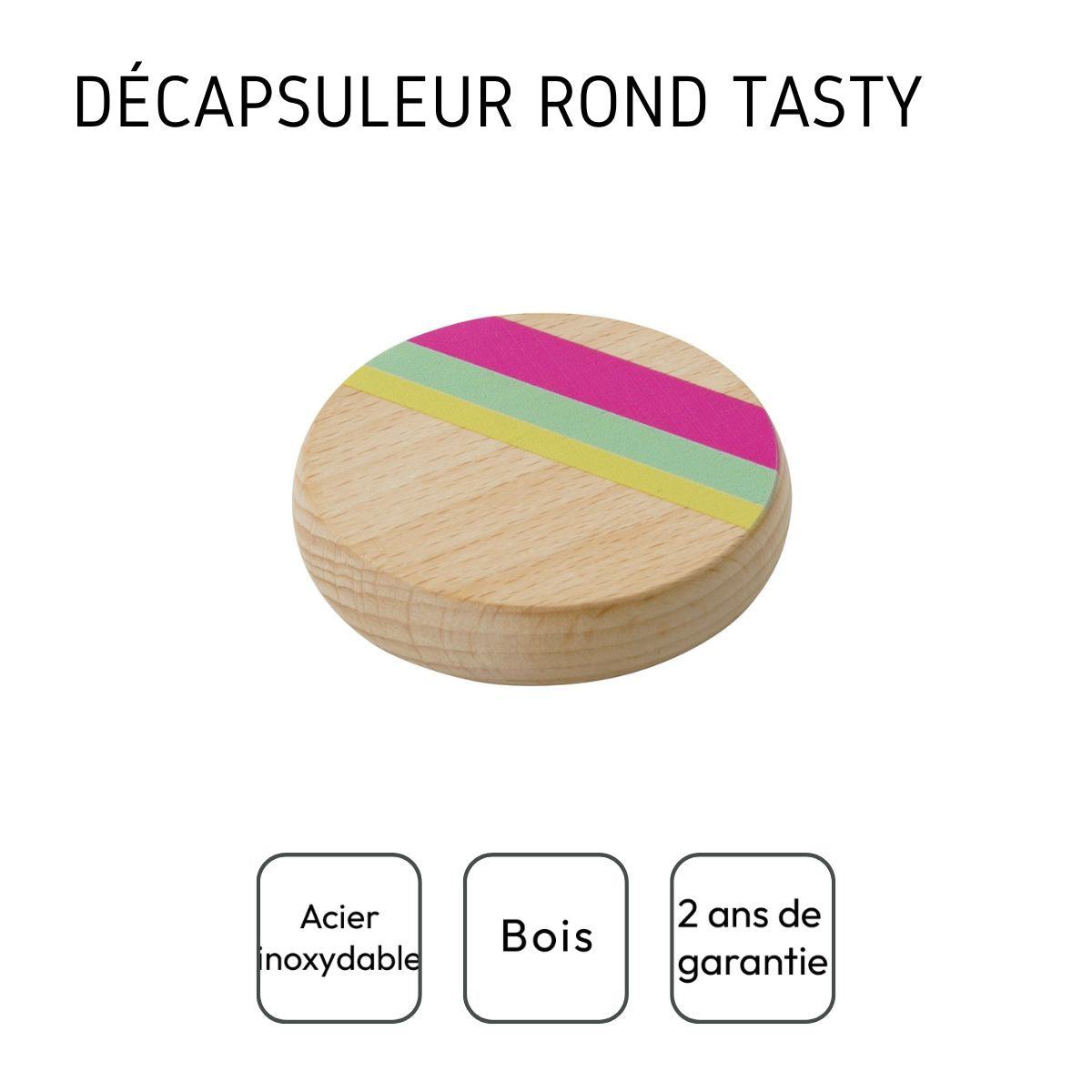 Décapsuleur rond en bois 6 cm Tasty Green Tasty - Mathon - 4