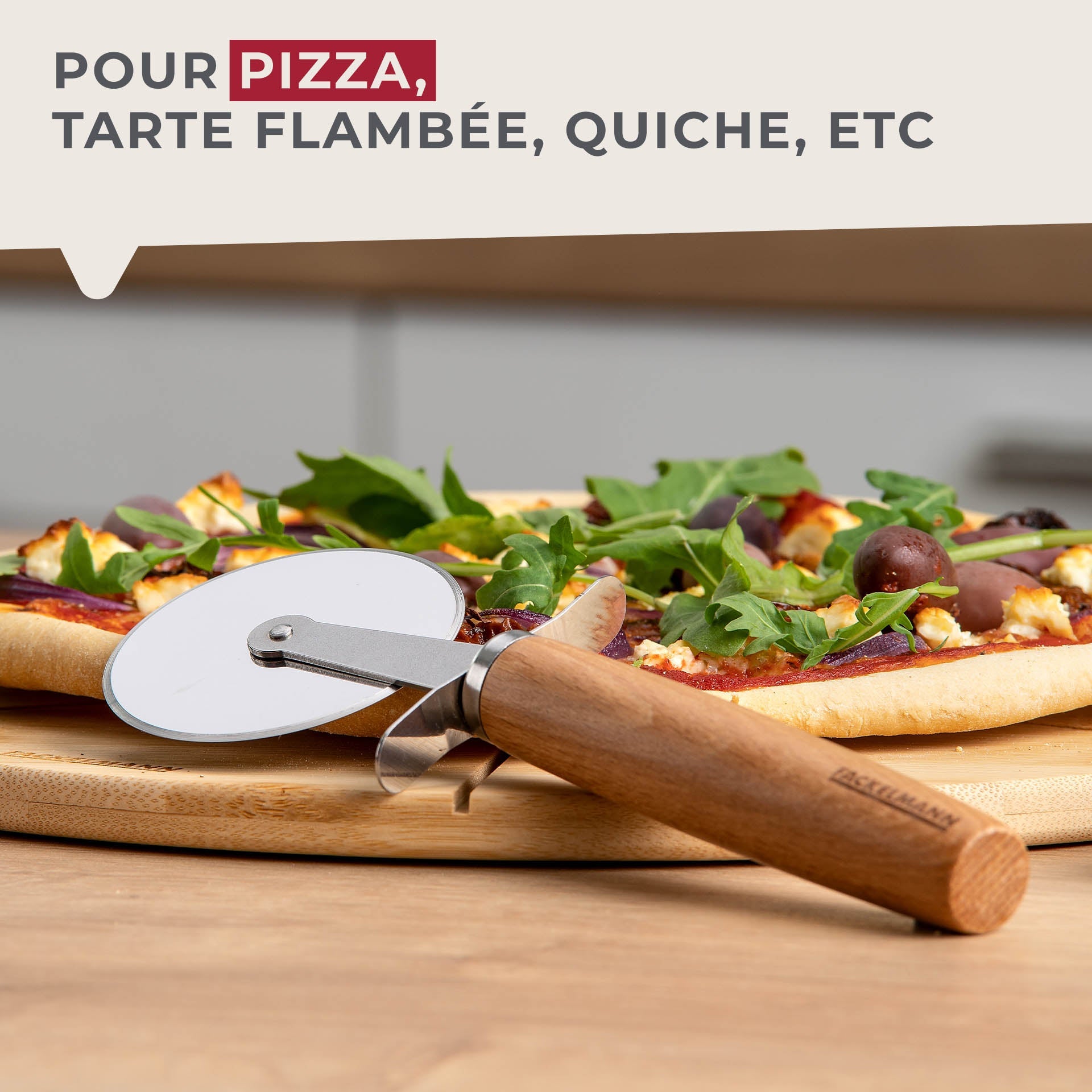 Roulette à pizza manche en bois 31 cm  Pizza & Pasta Fackelmann - Mathon - 6