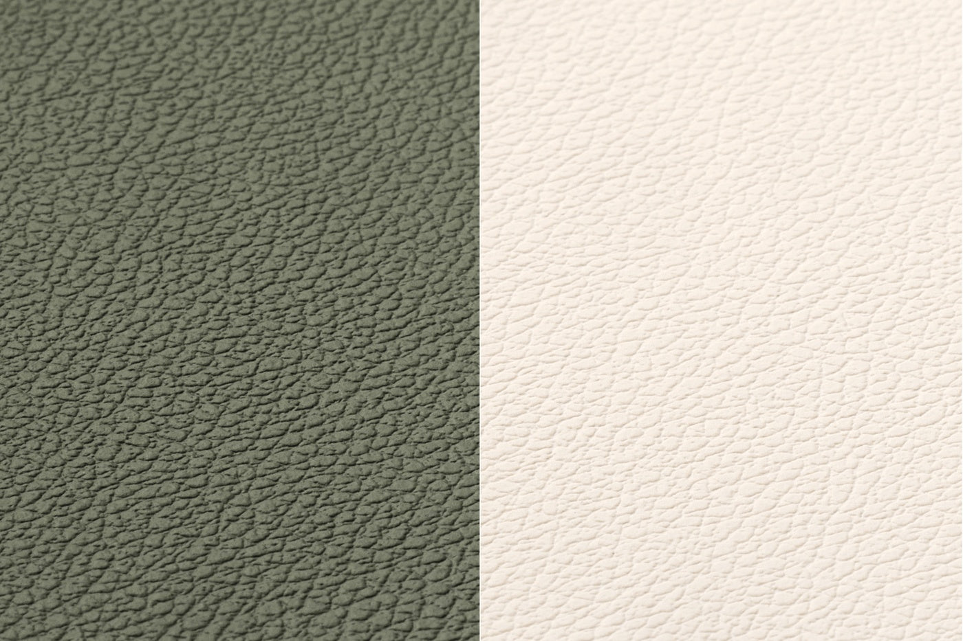 Set de table rectangovale réversible - 6 pièces - Cuir recyclé blanc crème et vert de gris Björn - Mathon - 4