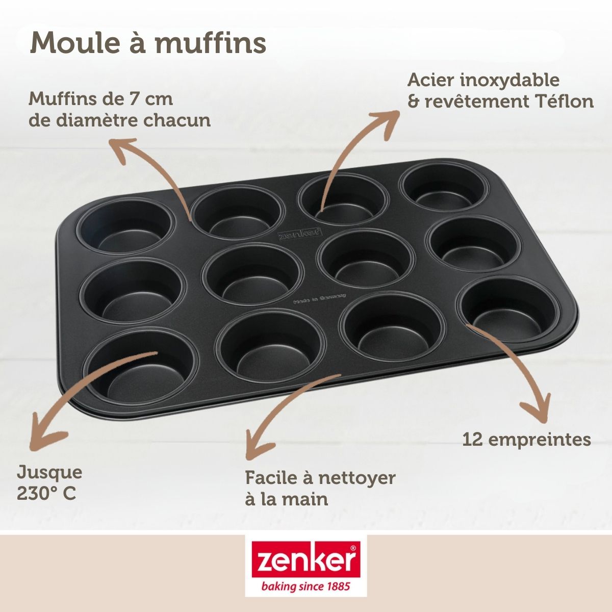 Moule à muffins 12 empreintes 38 x 26 cm Zenker Black Metallic Zenker - Mathon - 4