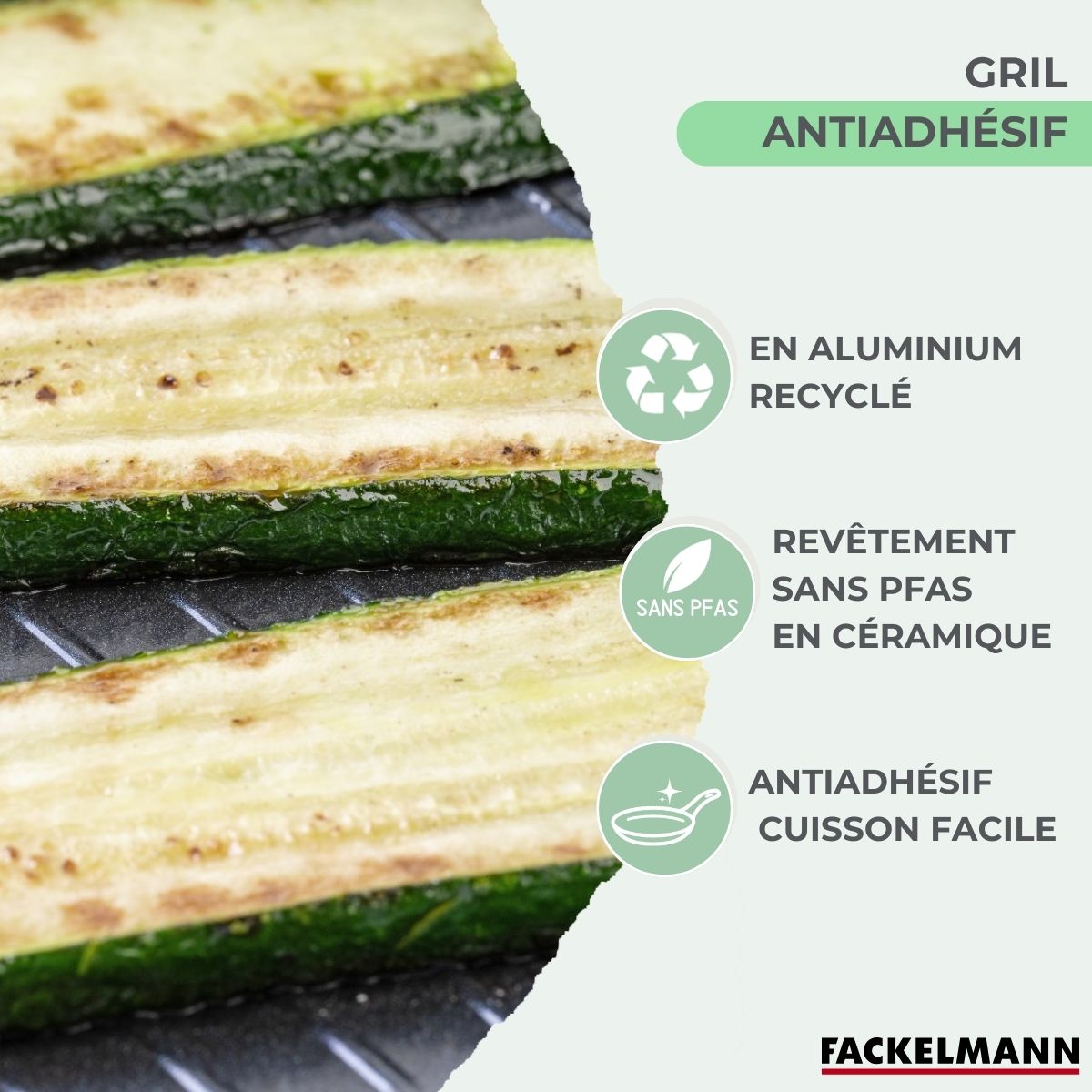 Gril 28 cm aluminium revêtement céramique antiadhésif sans PFAS  Brandao Fackelmann - Mathon - 4