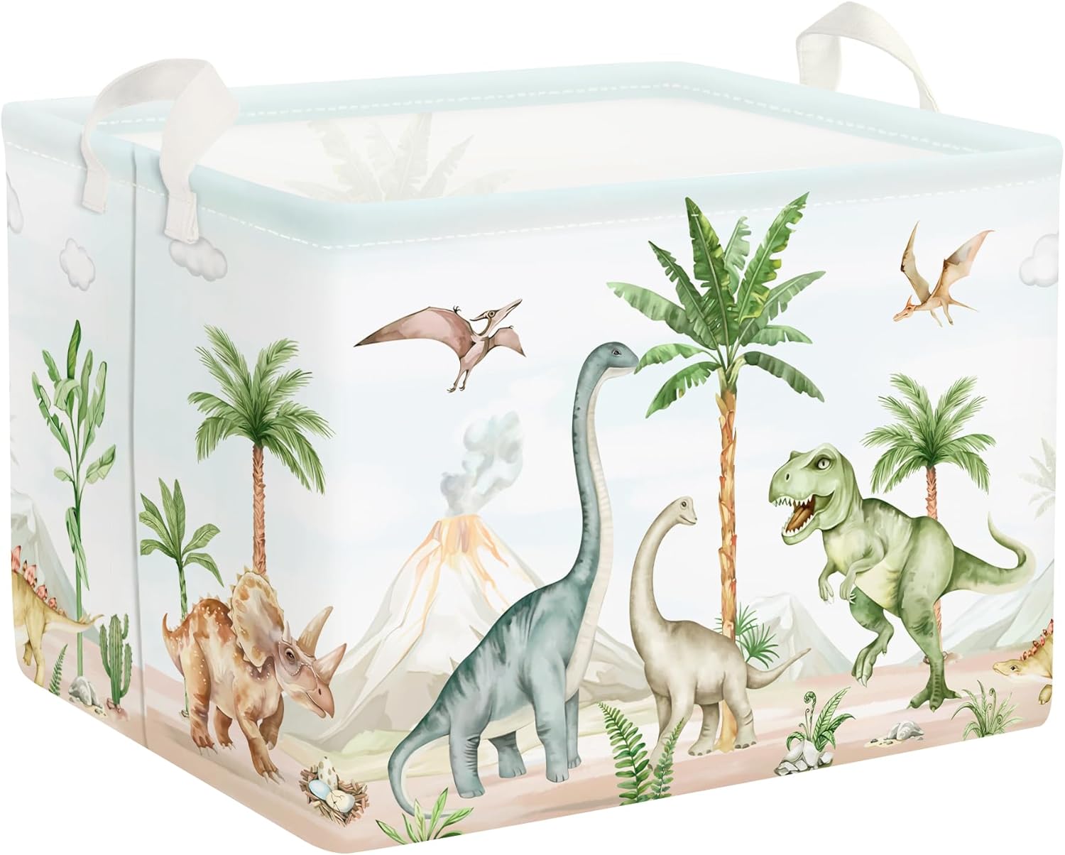 Panier à linge Volcan Dinosaures rectangulaire 40×30 cm Vendos85 - Mathon