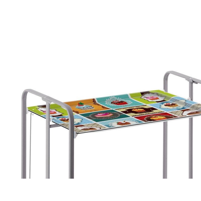 Desserte pliante 2 niveaux avec roulettes – structure gris aluminium, bauhaus Don Hierro - Mathon - 4