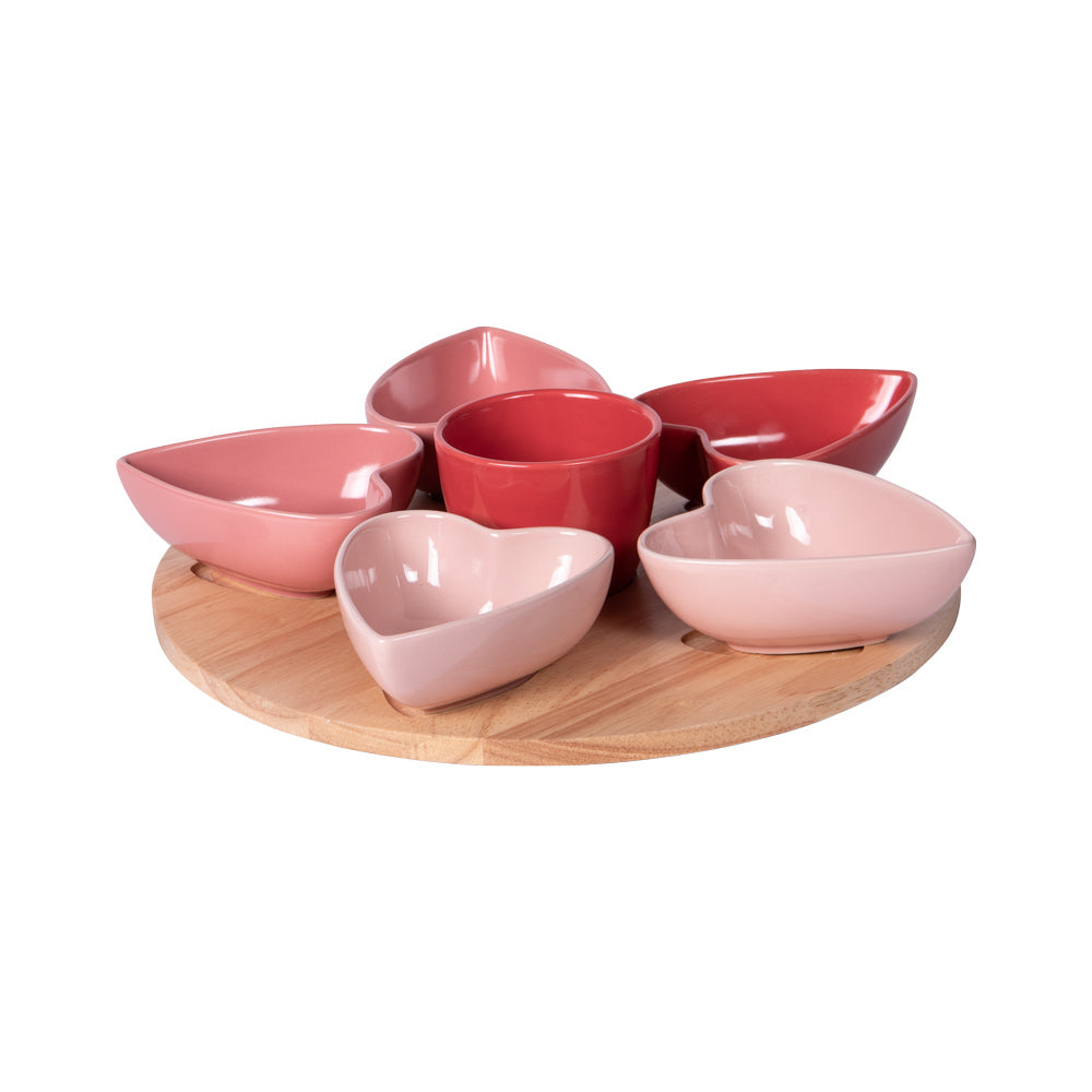 Service apéritif 6 pièces Heart 31,5 cm Table passion - Mathon - 1
