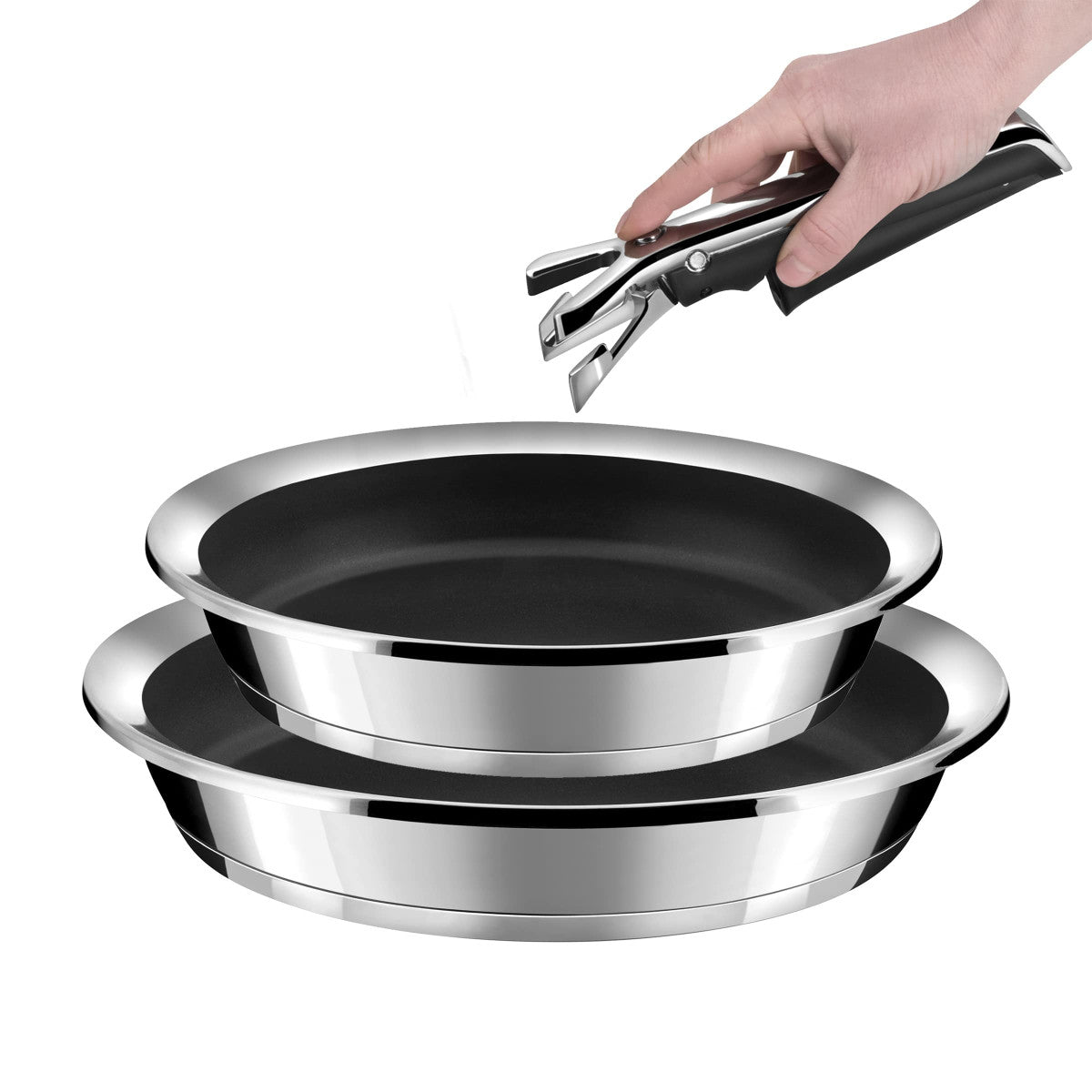 Ycône - 2 poêles avec revêtement céramique 24/28 cm et 1 poignée Cuisinox - Mathon - 1