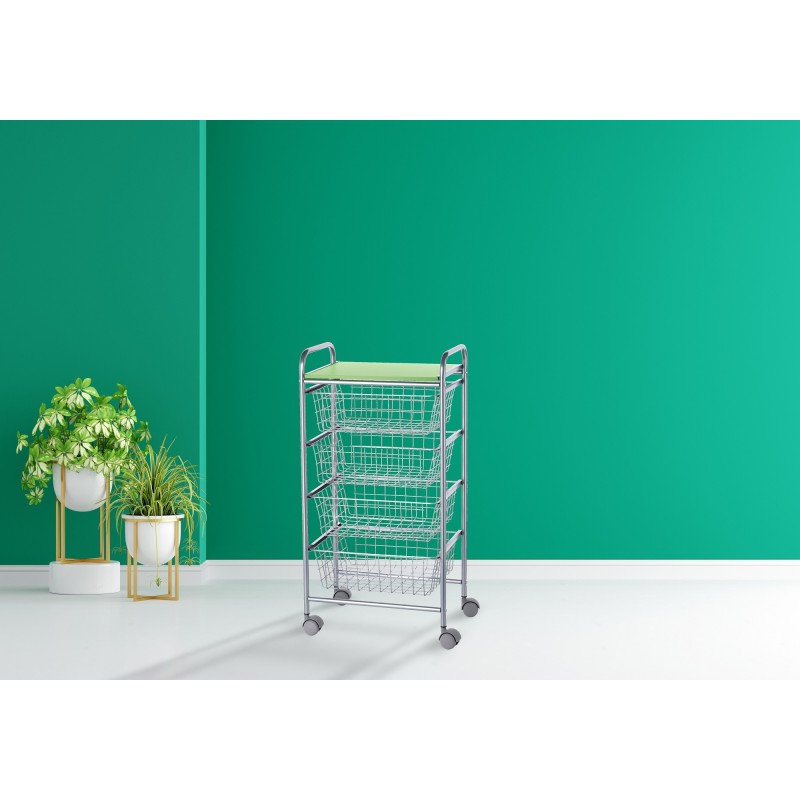 Resserre à légumes, 4 paniers de grande capacité, gris aluminium - vert pistache, green Don Hierro - Mathon - 4