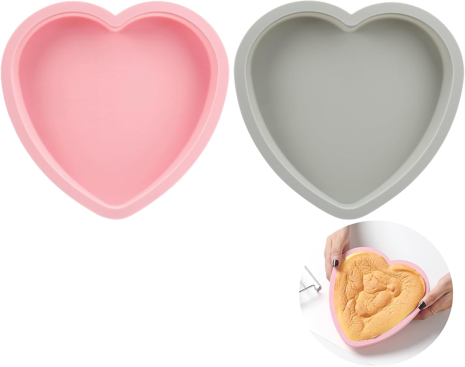 Lot de 2 Moule Silicone Gateau Coeur d