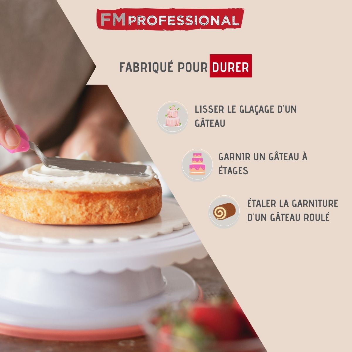 Spatule coudée de pâtisserie en inox 29 cm  Pâtisserie FM Professional - Mathon - 2