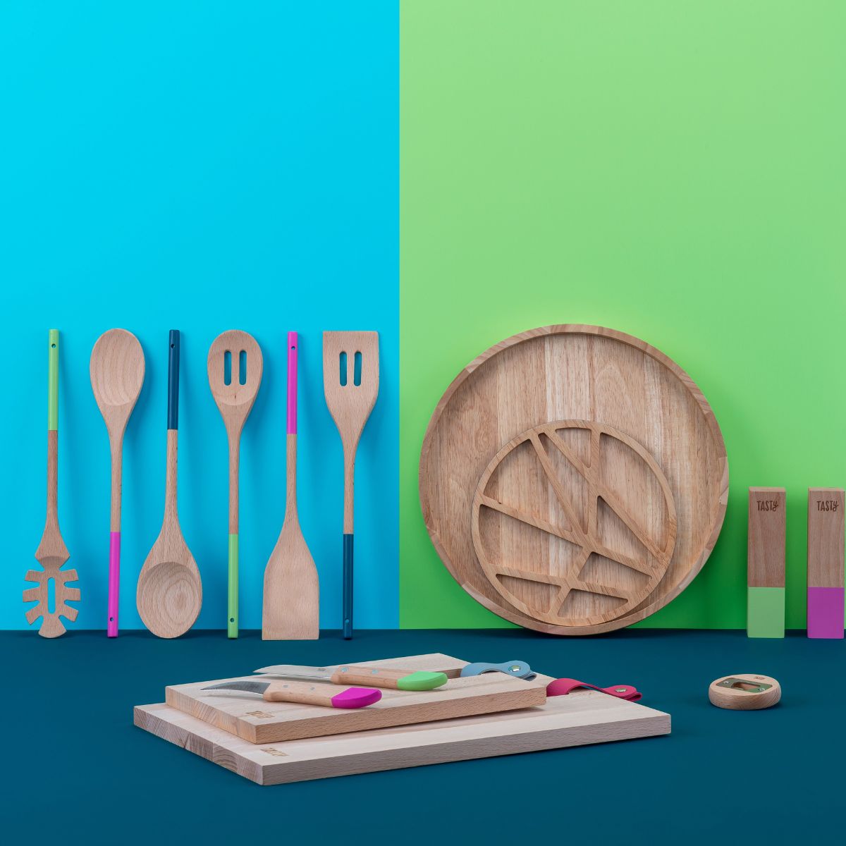 Cuillère de cuisine en bois ajourée 30 x 5,5 cm Tasty Green Tasty - Mathon - 7