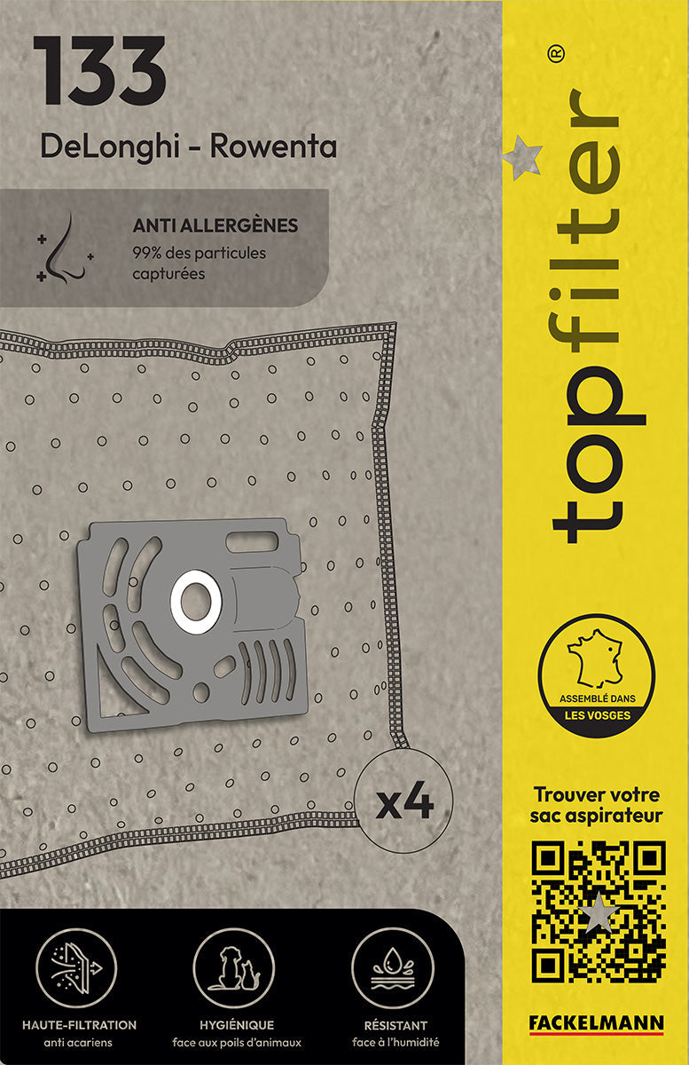 Lot de 4 sacs aspirateur Rowenta TopFilter Premium TopFilter - Mathon - 1