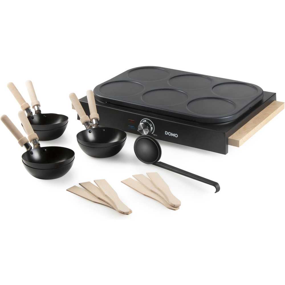 Wok Party Set 2-en-1 - Domo - Do8719w - 6 Personnes - Wok Et Pancakes - 1000 W Domo - Mathon - 1