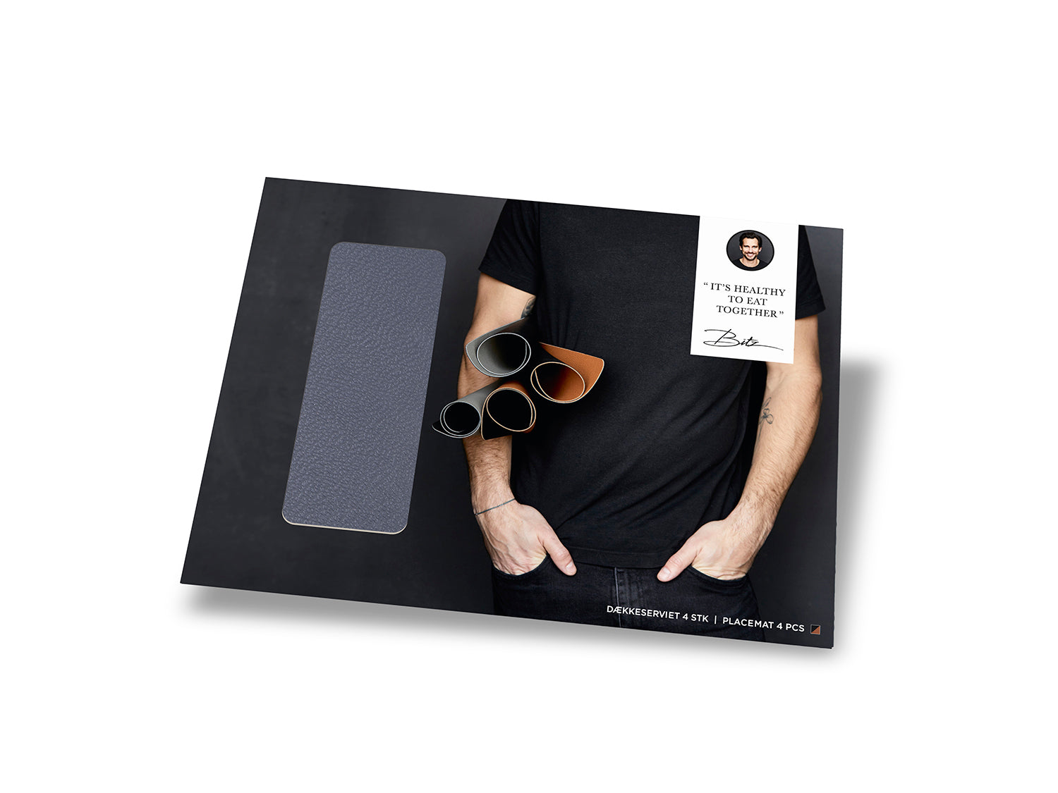 Lot de 4 sets de table  en pvc Bleu roi/Sable Bitz - Mathon - 2