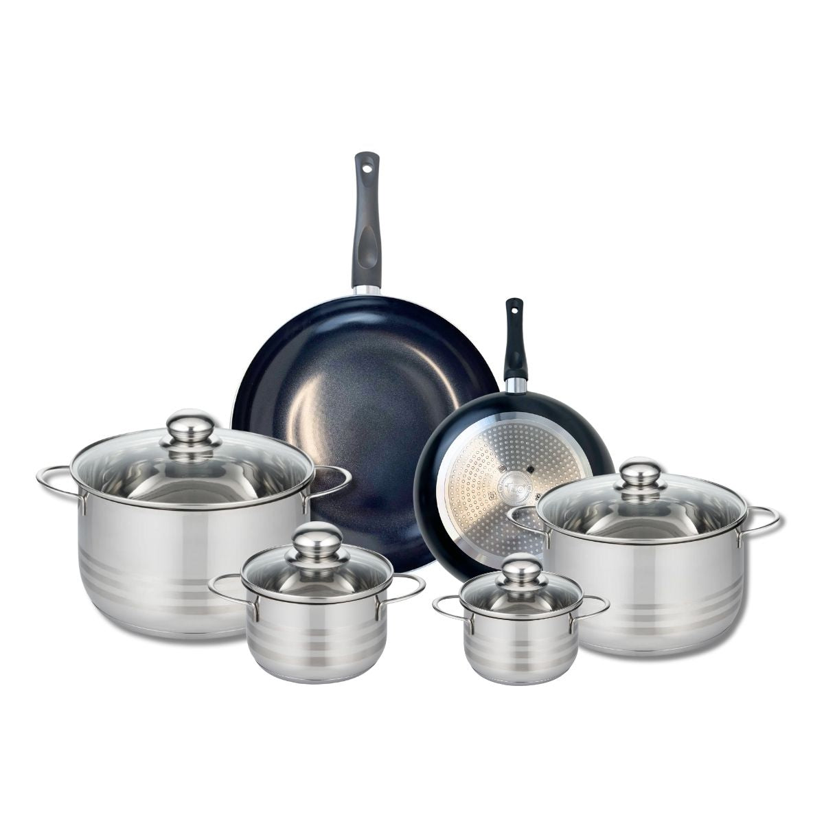 Ensemble de 2 Poêles de cuisson 20 et 28 cm et 4 faitouts 12, 14, 20 et 24 cm  Prima Brillant Elo - Mathon - 1