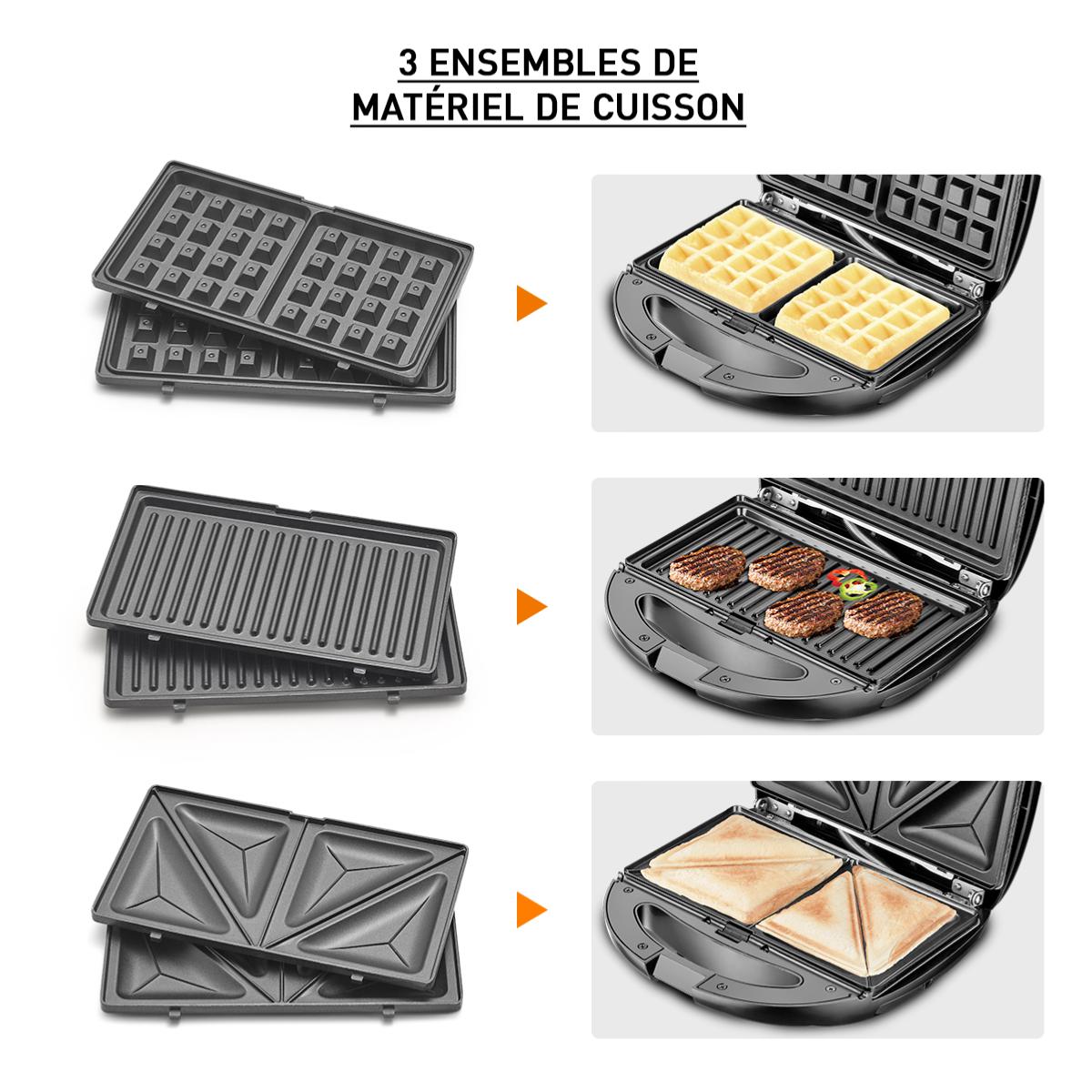Appareil électrique 3 en 1 (gaufre - croque-moniseur - grill) Laguiole Cuisson - Mathon - 5