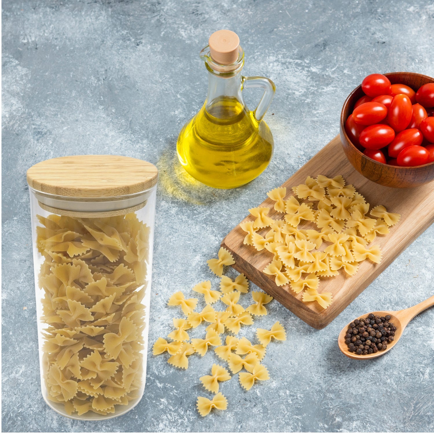 Set de 4 boîtes de conservation en verre avec couvercle en Bambou  Nature Fackelmann - Mathon - 7