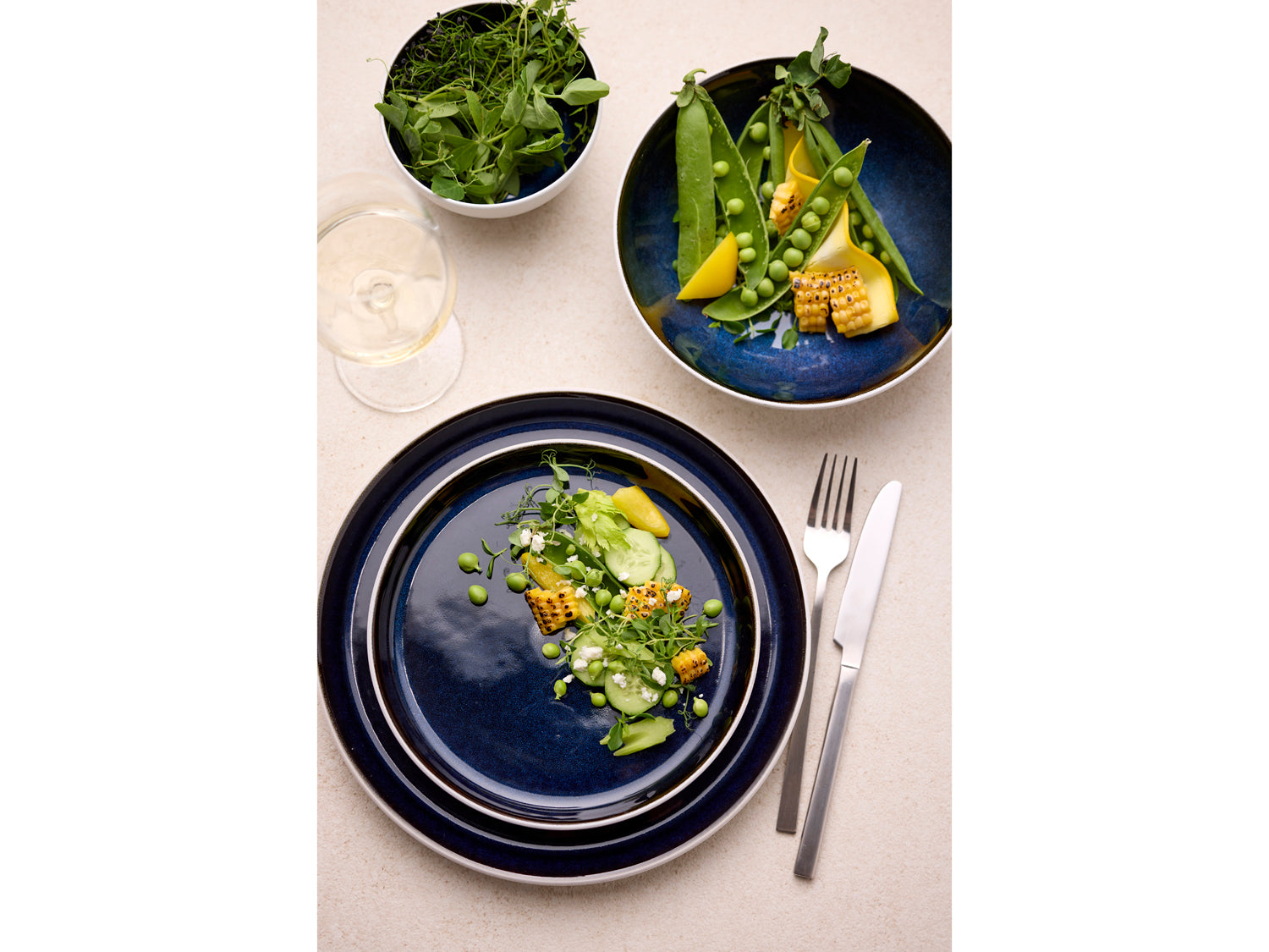 Assiette Gastro en Grès Blanc/Bleu foncé Bitz - Mathon - 8