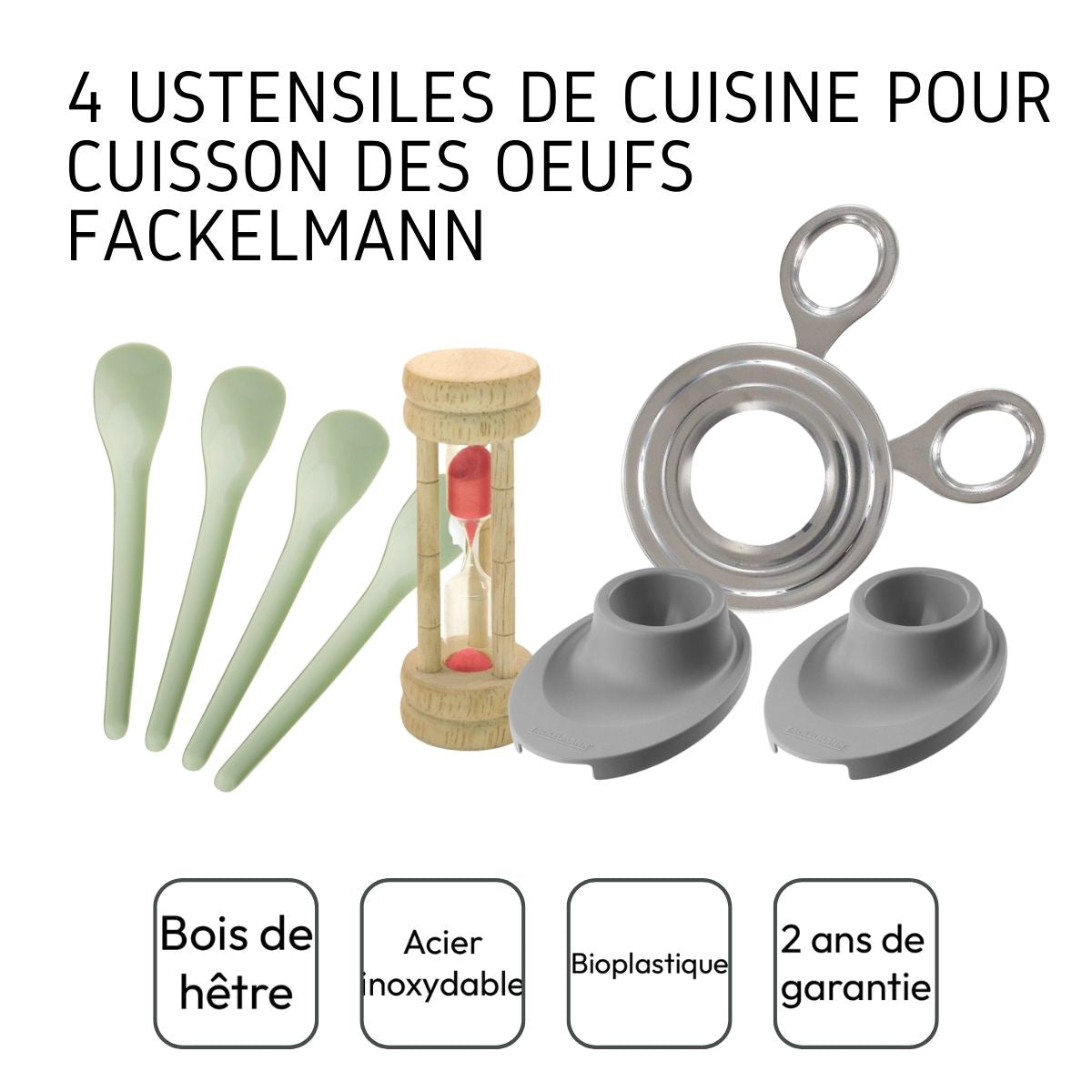 Ensemble de 4 ustensiles de cuisine pour la cuisson des œufs Fackelmann - Mathon - 4