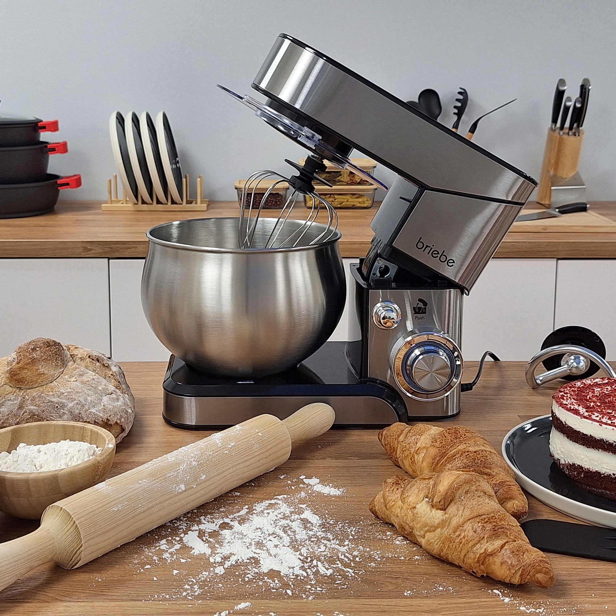 Robot Pâtissier Boulangerie Cuisine Ménager Multifonction Bol Inox 5L 6 Vitesses 1800 Acier Inoxydable KM1114 - Mathon - 8