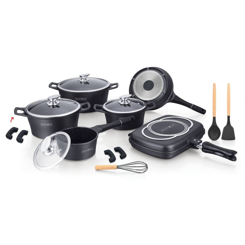 Batterie de cuisine 17 pièces Noir Royalty Line  RLES1015M-BLK Royalty Line - Mathon