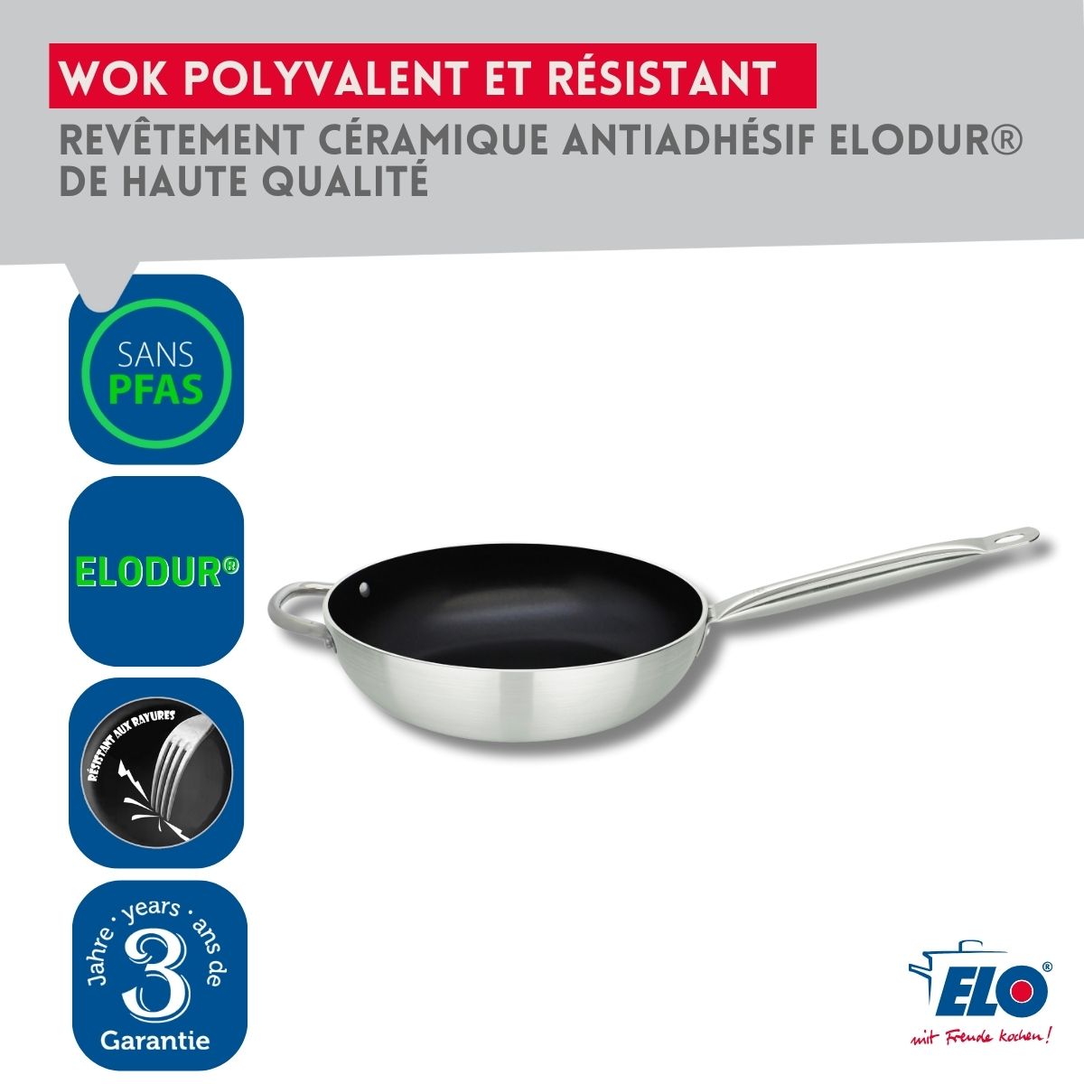 Poêle wok 28 cm céramique sans PFAS Bistro Line Elo - Mathon - 4