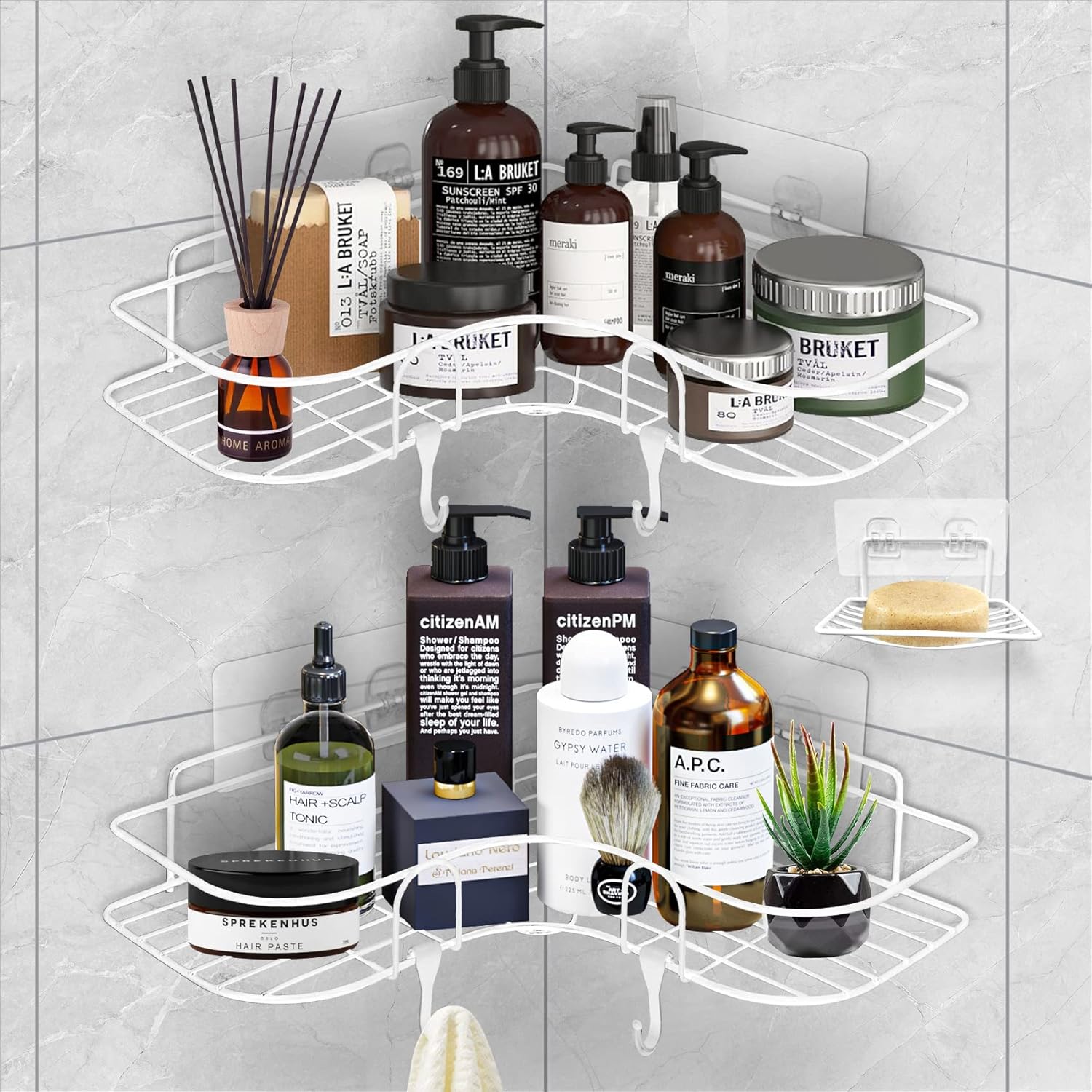 2 Etageres Douche Sans Percage noir Vendos85 - Mathon