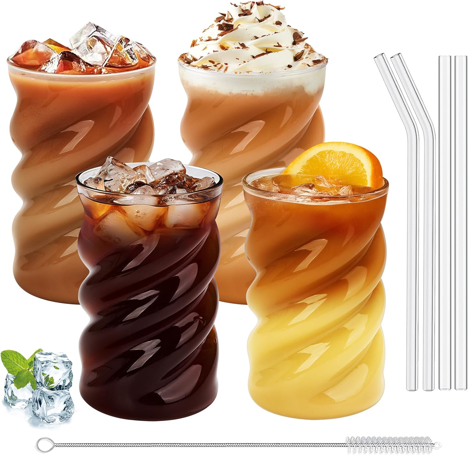 Ensemble de 4 verres ondulés avec pailles 500 ml Vendos85 - Mathon