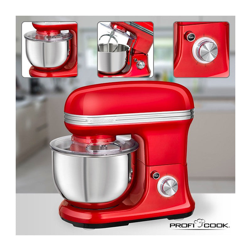 Robot pétrin multifonction 1200W vintage Proficook PC-KM 1197 Rouge Proficook - Mathon - 3