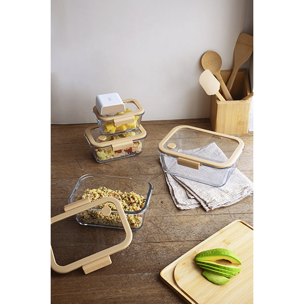 4 boîtes de conservation sous vide 460 ml, 800 ml, 1200 ml et 1900 ml et pompe sous vide Pebbly - Mathon - 4