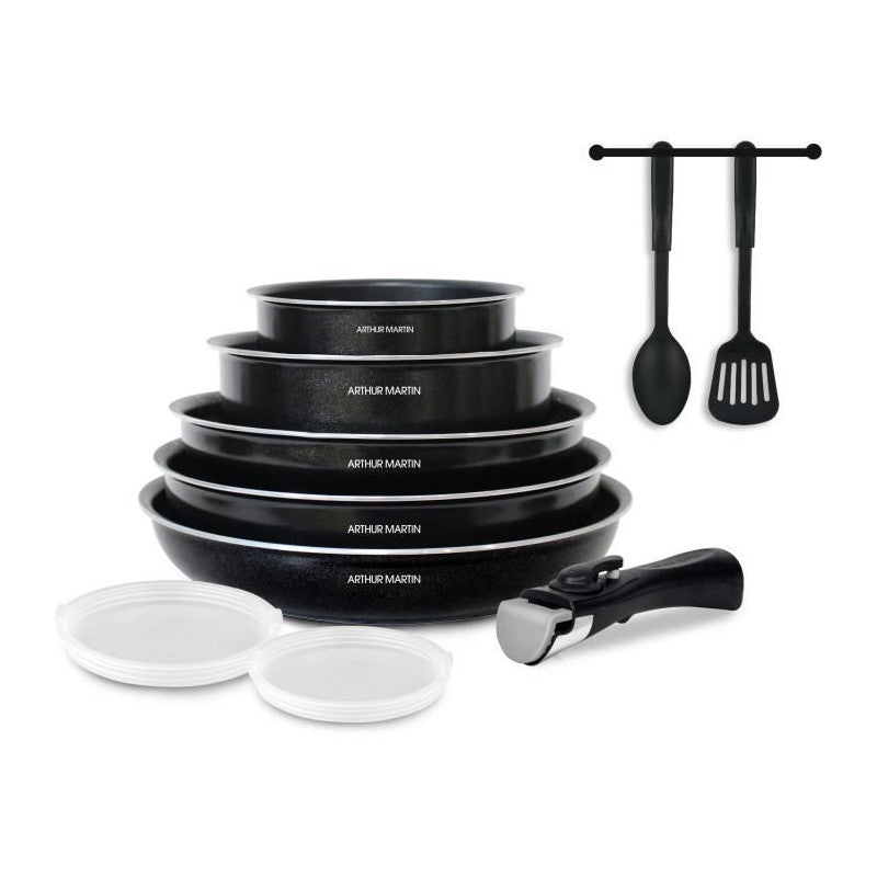 Batterie De Cuisine 10 Pieces   - Aluminium - Tous Feux Sauf Induction - Noir Arthur Martin - Mathon - 1